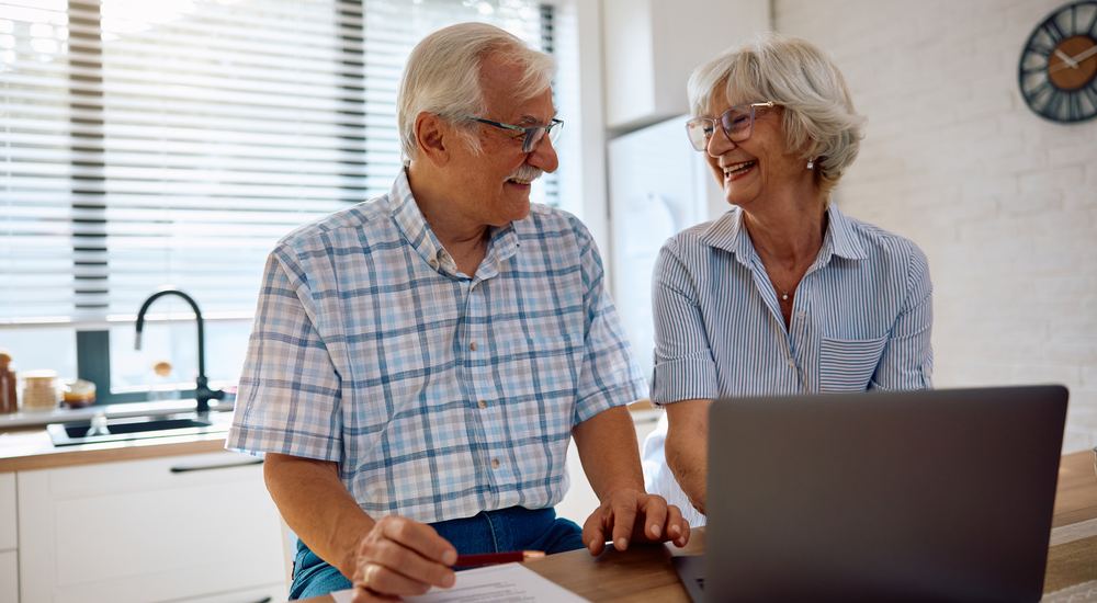 Stock photo of a senior couple used in an illustrative fictional ad example